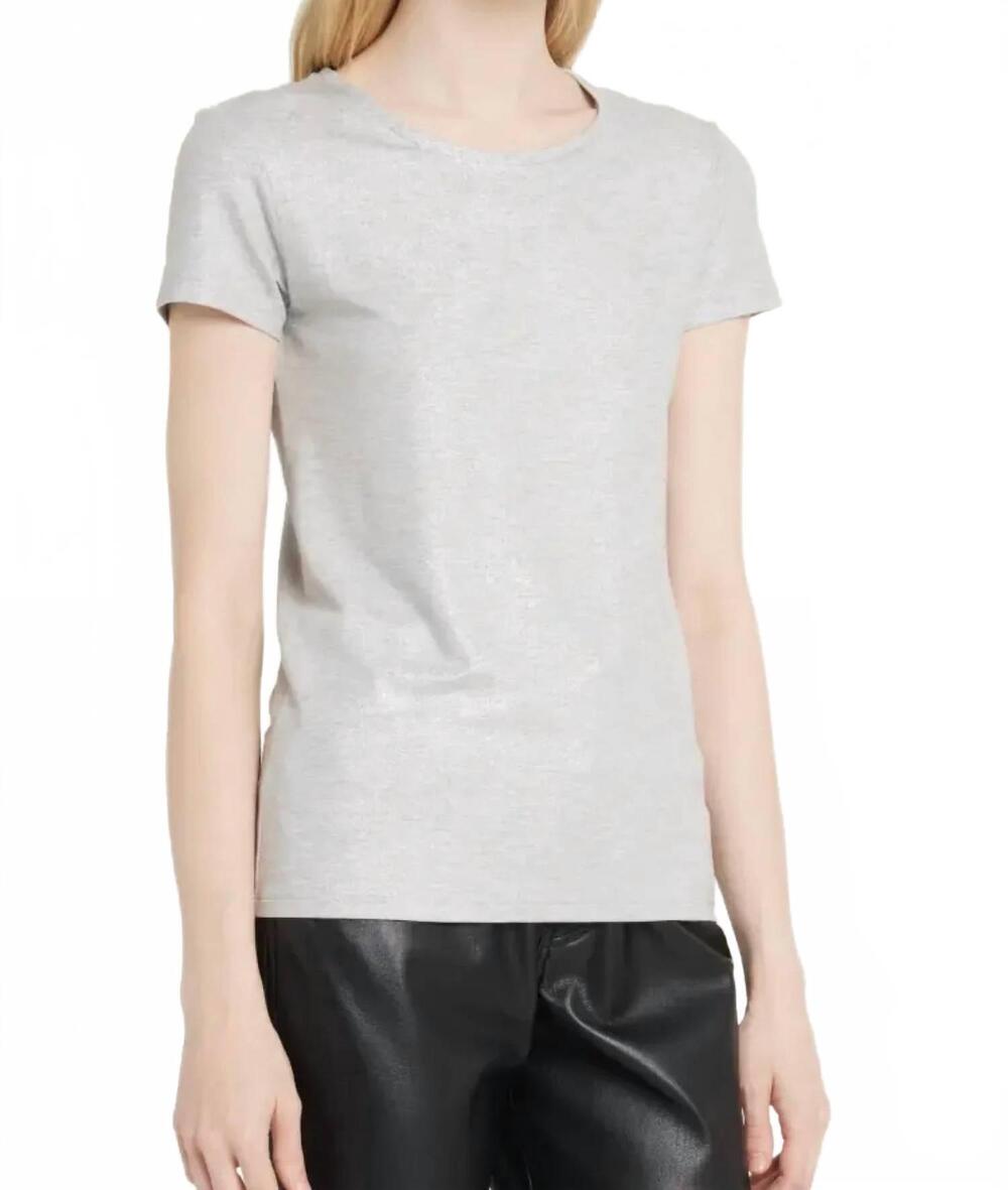NEW MAJESTIC FILATURES soft touch metallic crewneck tee in metal grey